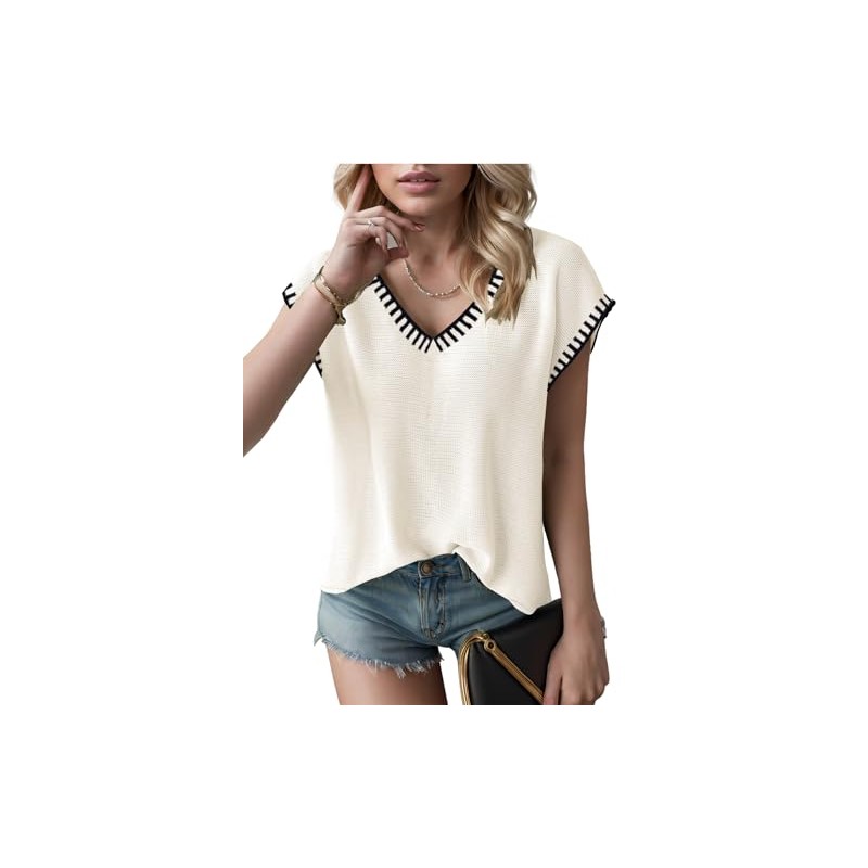 Summer Tops for Women 2025 Trendy Casual Cap Sleeve Knitted