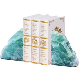 Green Fluorite Bookends Heavy Duty Healing Crystal Stone Book Holders Decorative Book Ends Office Home Decor Small 1 Pair 2-3 Lbs
