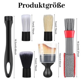 6 in 1 Auto Detailingbürste, 5 Stile Auto Innenreinigung Weiche Bürste, Feine Staubpinsel Autowaschbürste Detailing Pinsel Reinigungspinsel Auto Innere Pinsel für Auto-Wartung