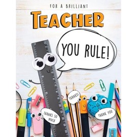 Piccadilly Greetings Brilliant Teacher You Rule Thank You Teacher Card - 8 x 6 inches