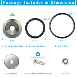 AeroBon JDM Bumper Quick Release Kit with 8 Pieces Replacement O-Ring (4 Regular + 4 Big) (Gray)