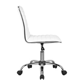 Mandycng Ergonomic Comfort Cozy Seat Low Back Armless White Ribbed Leather Designer Swivel Task Computer Desk Chair