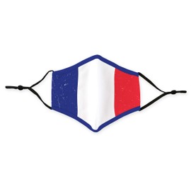 WEDDINGSTAR 3-Ply Adult Washable Cloth Face Mask Reusable and Adjustable with Filter Pocket - France Flag