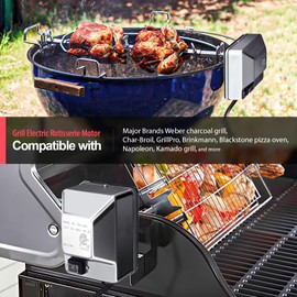 Heavy Duty 110V 4W Grill Electric Rotisserie Motor with Maximum 30lb Load Capacity and On/Off Switch, Universal Stainless Steel BBQ Grill Rotisserie Motor Accessories for Outdoor Rotisserie Cooker