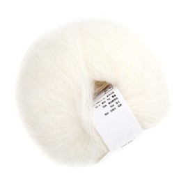 Dekaim Soft Mohair Cashmere Wool,Knitting Yarn Light Hand Knitting Yarn,DIY Scarf Crochet Yarn with A Crochet for Weaving Scarves(01white)
