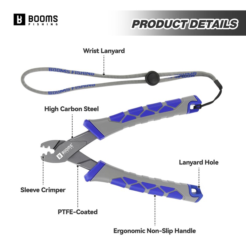 Booms Fishing Crimping Pliers Tool: 6.5in Crimper for Single Barrel