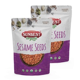 SUNBEST NATURAL Brown Organic Sesame Seeds in Resealable Bag (Brown, 1 Lb Pack of 2)