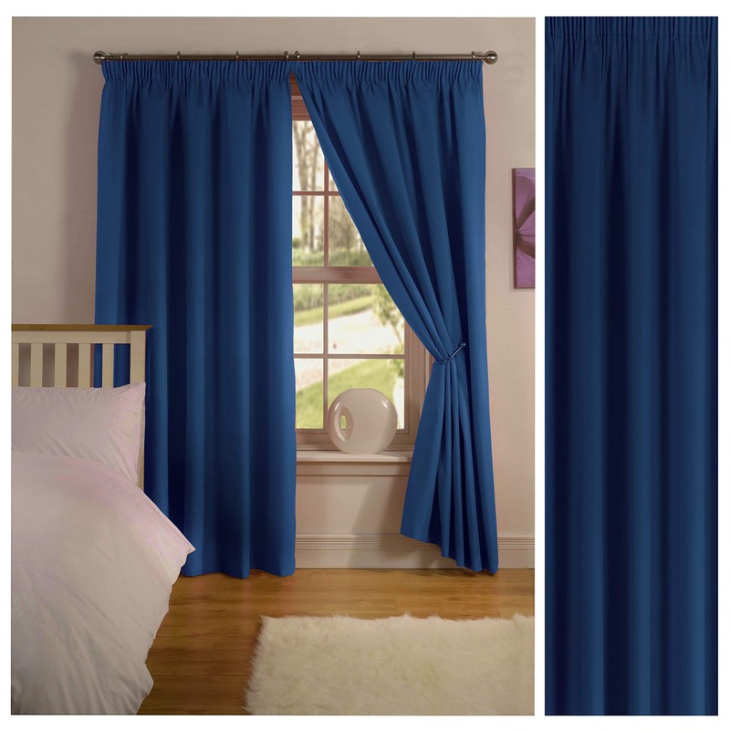 Simply Style Madison Blue Thermal Backed Readymade Curtain Pair 46x54in(116x137cm)