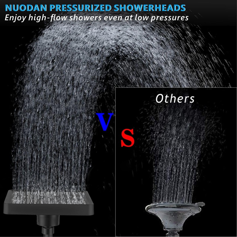 Nuodan High Pressure Rain Shower Head with 6'' Shower Arm