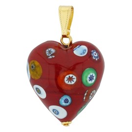Glass Of Venice Murano Glass Mosaic Heart Pendant - Red