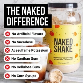 NAKED Shake - Pumpkin Spice Protein Shake - Flavored Plant Based Protein with Mct Oil - Gluten-Free, Soy-Free, No Gmos Or Artificial Sweeteners - 30 Servings