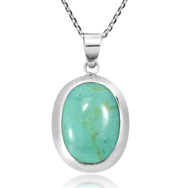 AeraVida Simply Elegant Oval Shaped Simulated Turquoise Inlay .925 Sterling