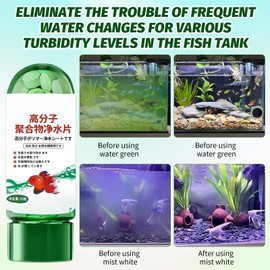 Water Purification Tablets 3 PCS Algae Remover Fish Tank Portable Water Purifying Tablets Aquarium Algae Remover Comes with 1 Pack of Water Purifier Remove Various Turbidities from Fish Tank Water