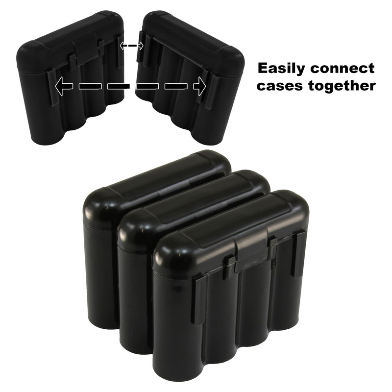10 cajas de almacenamiento para pilas AA/AA/CR123A, color negro