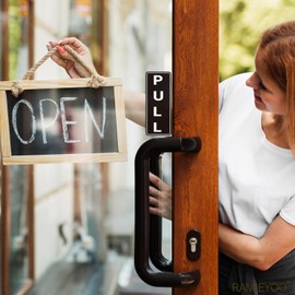 RAMIEYOO Push Pull Sticker Sign,6 Pack Push Pull Signs for Glass Doors and Other Side Doors,Pull Push Decal Self-Adhesive,Black/White Vinyl Stickers for Doors in Business, Stores, Cafes, Shops