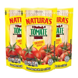 Natura's Natural Tomato Paste, Heat-and-Eat Tomato Paste in 7.1oz. Easy-Open Pouch (Pack of 3)