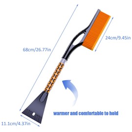 HTRTRR Ice Scoop and Broom 2 in 1, Ice Scoop and Whisk, Ice Scoop with Brush, Brushes Snow and Scratches Ice, Extendable, Can Be Used Separately, Suitable for Many Vehicles