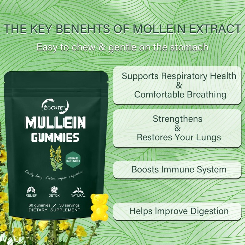 9 in 1 Mullein Leaf Extract Gummies for Lung Cleanse,