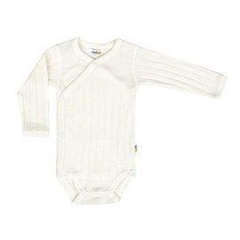Joha Long-Sleeved Wool/Silk Wrap Bodysuit, natural