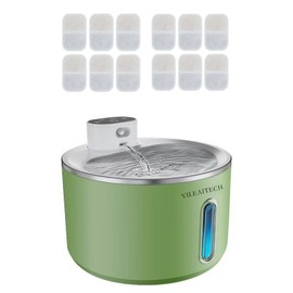 Wireless Cat Water Fountain Stainless Steel, 135oz/4L Cat Fountain, Battery Operated, Cordless Pet Water Fountain for Cats & Dogs with Motion Sensor, Ultra Quiet Pump, 12 Filters (Green, 4L)