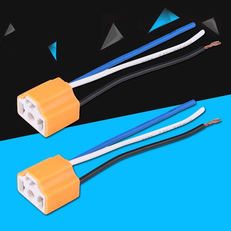 H4 Socket, H4 Lamp Socket, Akozon 2 Pieces Headlight Plug,
