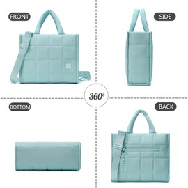 DOYOGI Quilted Crossbody Bags for Women,Small Tote Bag Shoulder Bag,Puffer Weekender Overnight Bag,Purse Handbag Organizer (Ice Blue), Ice Blue, Multi Functional+fashionable