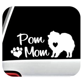 Pomeranian Pom Mom Heart Paw Decal Sticker for Car Window 8 Inch BG 297
