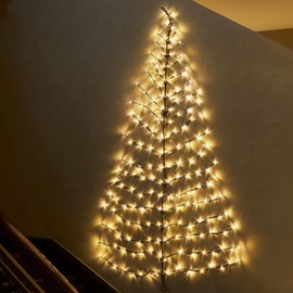 Fudios Lighted Wall Tree 6FT 180LED Warm white for Home Decor, Christmas tree lights for Living room Wall Decoration