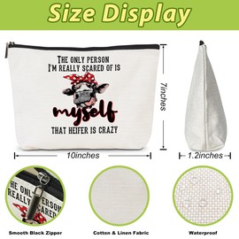 Western Makeup Bag Cosmetic Bag Funny Cow Gifts Cow Print Stuff Western Accessories Western Gifts for Women Friends Cow Lovers Wife Mom BFF Western Stuff Graduation Mothers Day Birthday Christmas