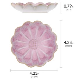 Biiange Pink Jewelry Dish, Pink Trinket Dish, Ceramic Trinket Tray, Lotus Flower Ring Dish for Ring Necklace Bracelet Jewelry Watch Key Gift (Pink)