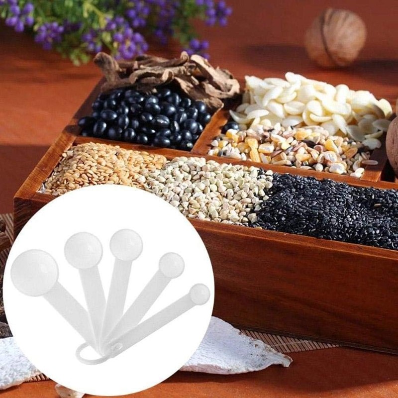 5 Pcs Purple Plastic Measuring Cup and Spoon Kitchen Tool