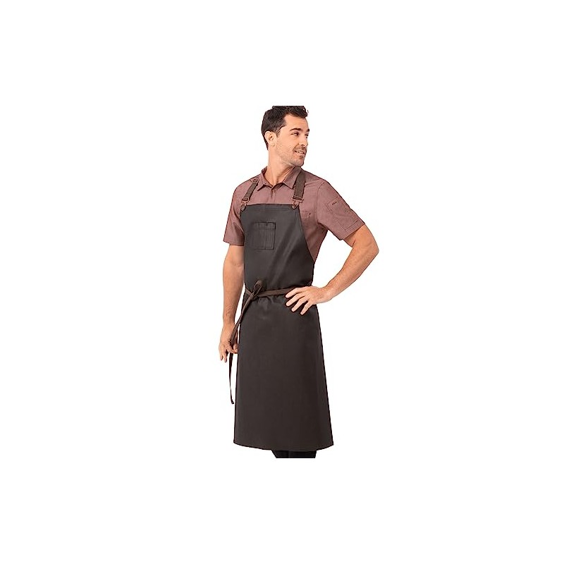 Chef Works Boulder Wax Denim Look Large Bib Apron (Unisex)