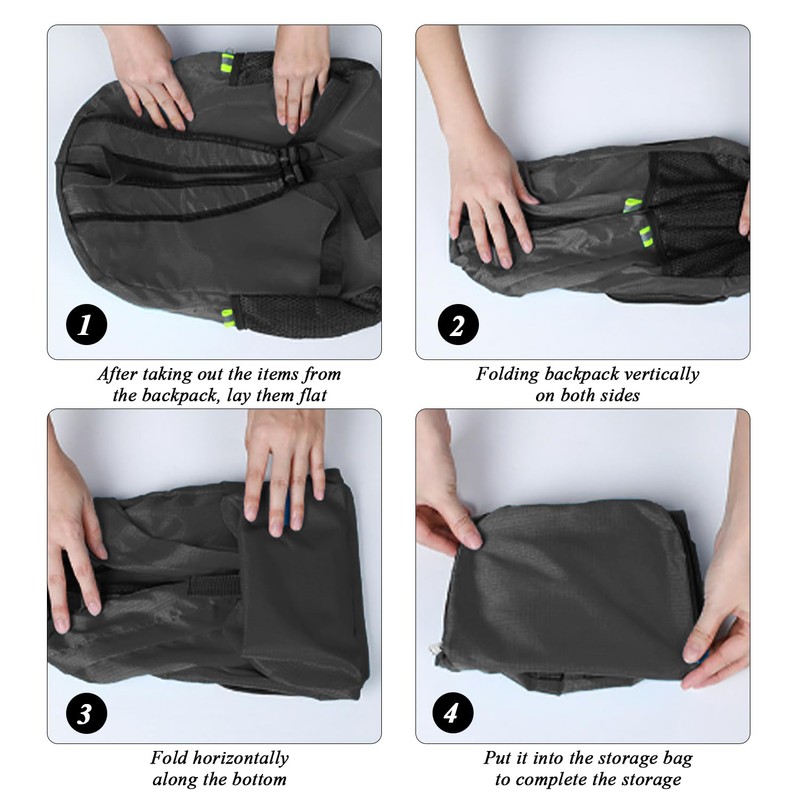 VEHYEGOI 1 Foldable Backpack And 2 Carabiners, Waterproof Portable Backpack,