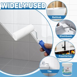 NetLea Tub and Tile Refinishing Kit,Water Based&Low Odor Bathtub Paint White,Bathroom Tile Paint kit with Tools easy to Use,for Bathroom Kitchen Porcelain Fiberglass 50-55sq.ft (35OZ, Fl Oz, 35)