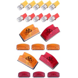 cciyu Amber/Red Cab Marker Roof Running Top Lights Compatible with Hummer H2 SUV SUT 2003-2009 Cab Roof Top Clearance Marker Light w/T10 5-5050-SMD Yellow/Red LED Bulbs Front Cab Marker Assembly