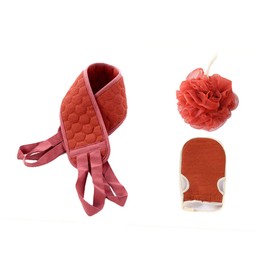 BIUDECO Complete Bath Towel Set Exfoliating Scrub Back Scrubber Cleaning Long Shower Sponge for Travel