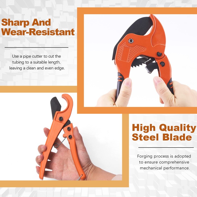 Tanstic 2Pcs Ratchet PVC Pipe Cutter Tool and PEX Straight