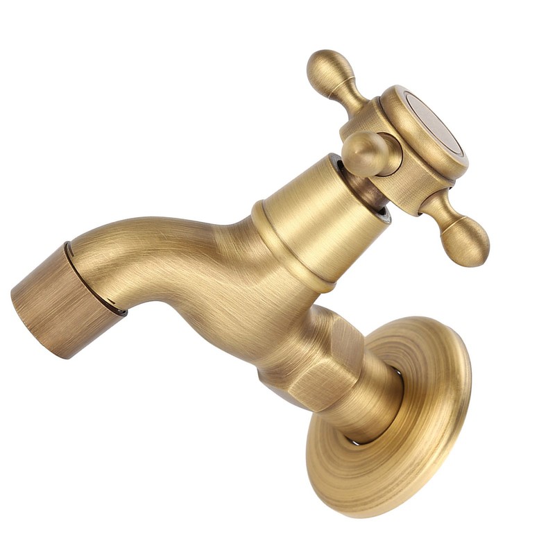 Wall Mounted Vintage Solid Brass Faucet Single Cold Water Tape