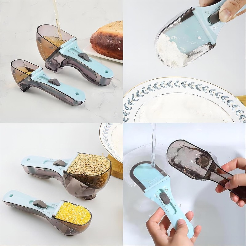 2pcs Adjustable Measuring Cups and Spoons Set Magnetic for Cooking,