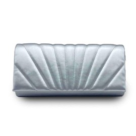Womens Elegant Quilted Clutch Evening Handbag For Wedding Prom Bridal Party Small Shoulder Bag with Chain Strap-SILVER