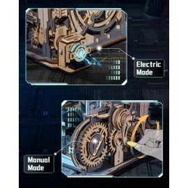 Wowood 3D Puzzles for Adults, Electric 3D Puzzle Marble Run, Marble Spaceport, Wooden Model Building Kits for Teens, 3D Wooden Puzzle Marble Run, large