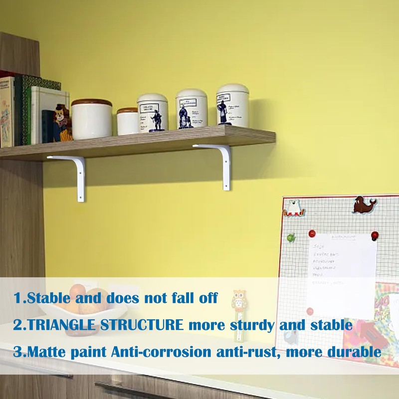 2 Pcs Shelf Wall Brackets Supports, 5.9inches/150mm Heavy Duty L