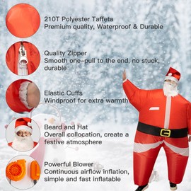 KOMUSMO Inflatable Christmas Santa Claus Suit, Funny Blow up Costume Cosplay Party with Beard and Hat for Men Women