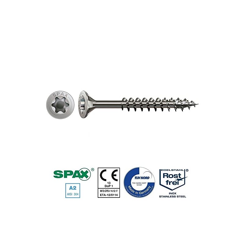 20mm Wood Screws, Torx Drive, Flat countersunk T-Star Plius Muti