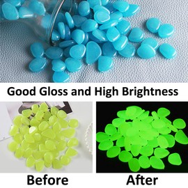 MOCNT Pack of 300 Luminous Stones Garden Glow in the Dark Pebbles Luminous Pebbles Fluorescent Stones for Home Garden Aquarium Decoration Yellow