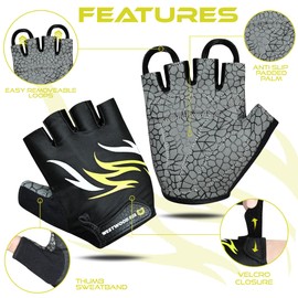 WESTWOOD FOX Cycling Gloves for Men Women–Anti-Slip Padded Half Finger Bike Gloves,Breathable,Lightweight,Shock Absorbing Palm Grip,Comfortable MTB BMX Road Riding Gloves (Green, L)