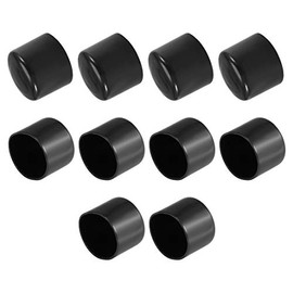 sourcing map 10pcs Rubber End Caps 40mm ID Vinyl Vinyl Round End Cap Cover Screw Thread Protectors Black