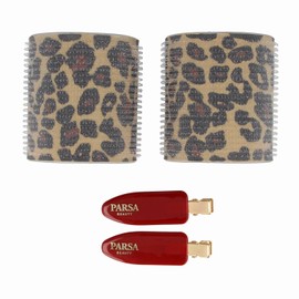 PARSA Beauty HAIR HERO Hair Rollers and Clips Set, Leopard Look, Heat-Free, Voluminous Curls, Red