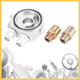 REPAIROCK Universal Car Aluminum Alloy Oil Filter Cooler Sandwich Thread Plate Adapter Oil Cooler Kit Silver Tone M20x1.5 1/8 NPT Auto Replacement Parts