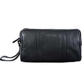 STILORD 'Charles' Toiletry Bag Leather Large Vintage Design for Men and Women Toiletry Bag Wash Bag Necessaire with Handle, black, Toiletry bag